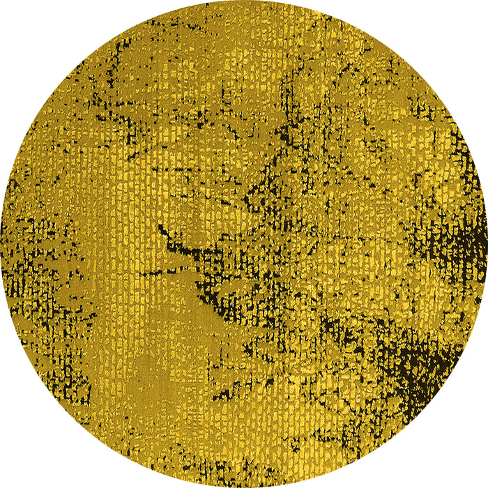 Round Machine Washable Oriental Yellow Industrial Rug, wshurb2787yw