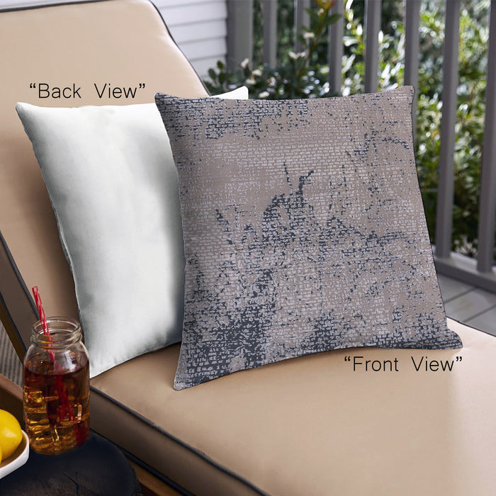 Front View of Mid-Century Modern Urban Square Silver Pink Throw Pillow, 18 inch by 18 inch, pwurb2787