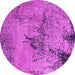 Round Machine Washable Oriental Pink Industrial Rug, wshurb2787pnk