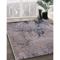 Mid-Century Modern Silver Pink Oriental Rug, urb2787