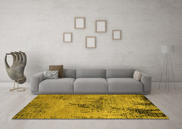 Machine Washable Oriental Yellow Industrial Rug in a Living Room, wshurb2787yw