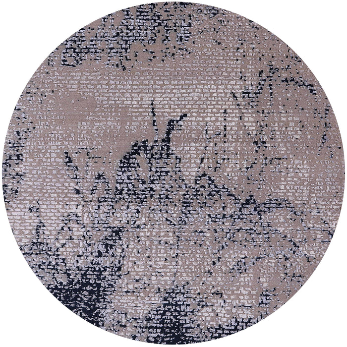 Round Machine Washable Industrial Modern Silver Pink Rug, wshurb2787