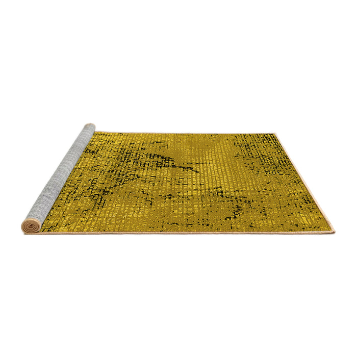 Sideview of Machine Washable Oriental Yellow Industrial Rug, wshurb2787yw