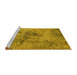 Sideview of Machine Washable Oriental Yellow Industrial Rug, wshurb2787yw