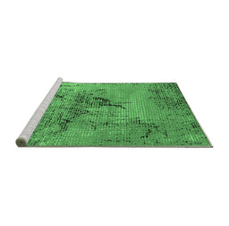 Sideview of Machine Washable Oriental Emerald Green Industrial Area Rugs, wshurb2787emgrn