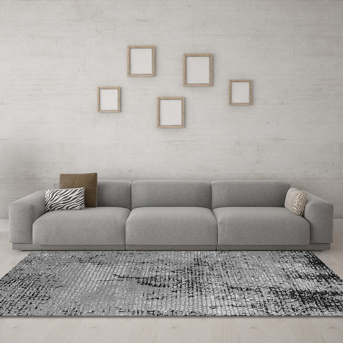 Machine Washable Oriental Gray Industrial Rug in a Living Room,, wshurb2787gry