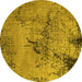 Round Oriental Yellow Industrial Rug, urb2787yw