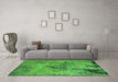 Machine Washable Oriental Green Industrial Area Rugs in a Living Room,, wshurb2787grn