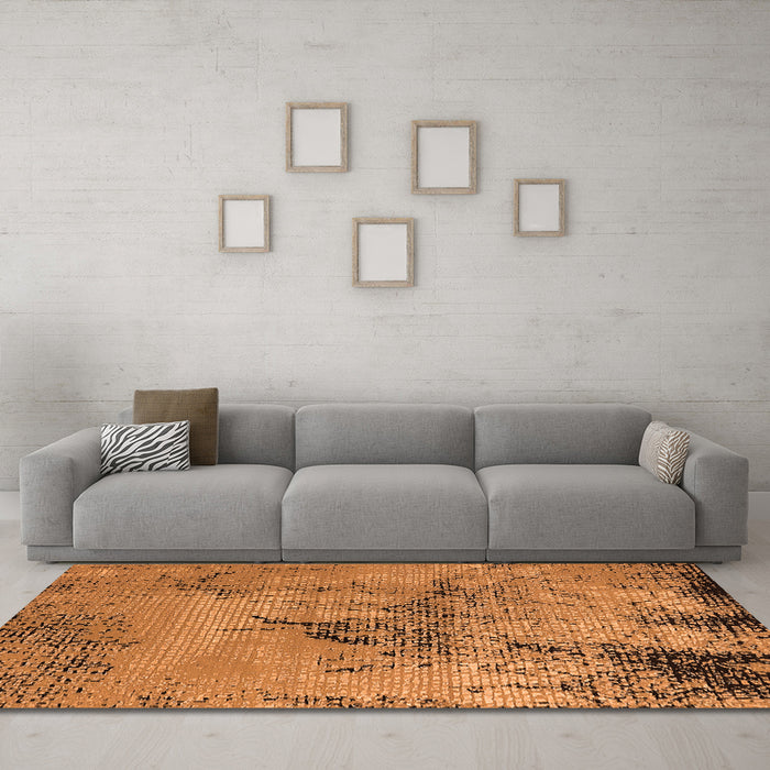 Machine Washable Oriental Orange Industrial Area Rugs in a Living Room, wshurb2787org