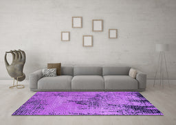 Machine Washable Oriental Purple Industrial Area Rugs in a Living Room, wshurb2787pur