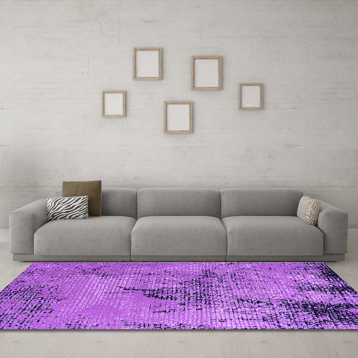 Machine Washable Oriental Purple Industrial Area Rugs in a Living Room, wshurb2787pur