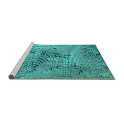 Sideview of Machine Washable Oriental Turquoise Industrial Area Rugs, wshurb2787turq
