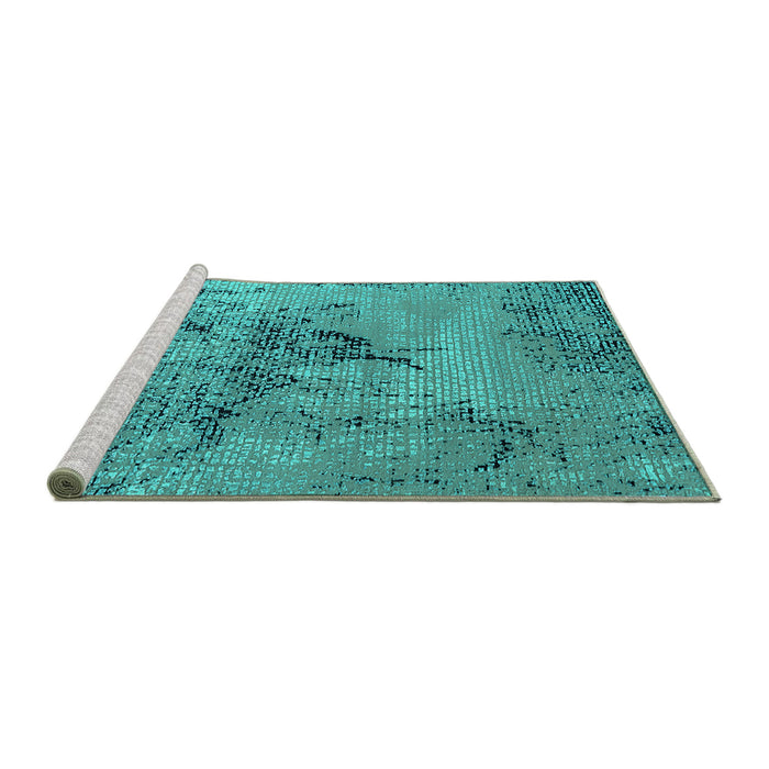 Sideview of Machine Washable Oriental Turquoise Industrial Area Rugs, wshurb2787turq