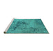 Sideview of Machine Washable Oriental Turquoise Industrial Area Rugs, wshurb2787turq