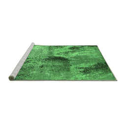 Sideview of Machine Washable Oriental Emerald Green Industrial Area Rugs, wshurb2788emgrn