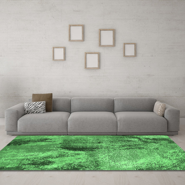 Machine Washable Oriental Emerald Green Industrial Area Rugs in a Living Room,, wshurb2788emgrn