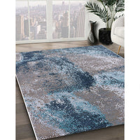 Mid-Century Modern Purple Navy Blue Oriental Rug, urb2788