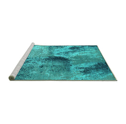 Sideview of Machine Washable Oriental Turquoise Industrial Area Rugs, wshurb2788turq