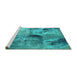 Sideview of Machine Washable Oriental Turquoise Industrial Area Rugs, wshurb2788turq