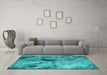Machine Washable Oriental Turquoise Industrial Area Rugs in a Living Room,, wshurb2788turq
