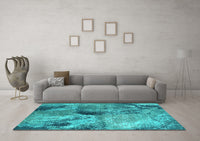 Machine Washable Oriental Turquoise Industrial Rug, wshurb2788turq