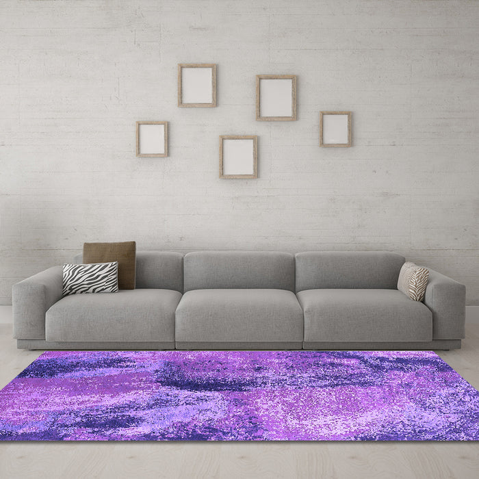 Machine Washable Oriental Purple Industrial Area Rugs in a Living Room, wshurb2788pur