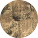 Round Oriental Brown Industrial Rug, urb2788brn