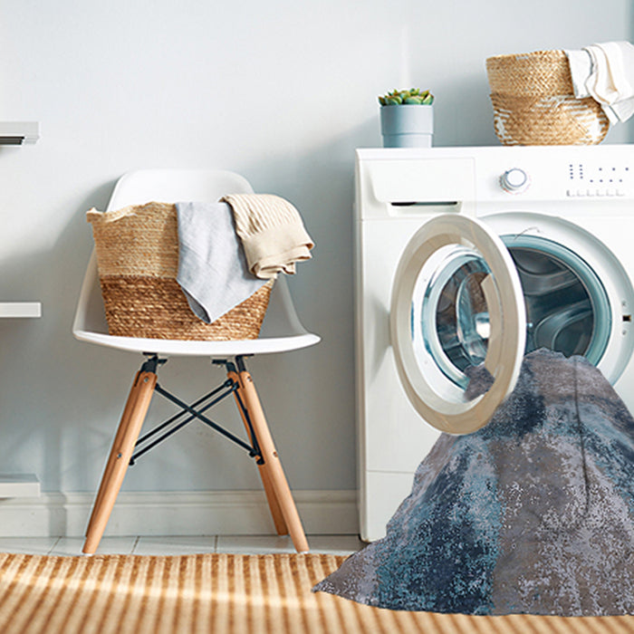 Machine Washable Industrial Modern Purple Navy Blue Rug in a Washing Machine, wshurb2788