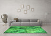 Machine Washable Oriental Green Industrial Area Rugs in a Living Room,, wshurb2788grn
