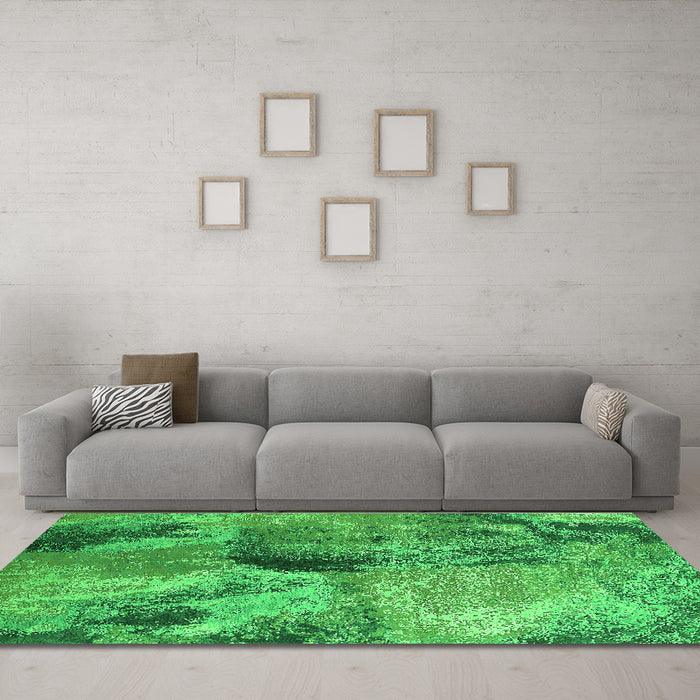 Machine Washable Oriental Green Industrial Area Rugs in a Living Room,, wshurb2788grn