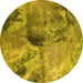 Round Oriental Yellow Industrial Rug, urb2788yw