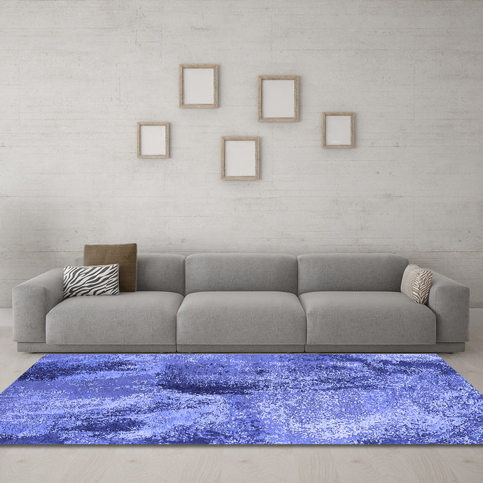 Machine Washable Oriental Blue Industrial Rug in a Living Room, wshurb2788blu