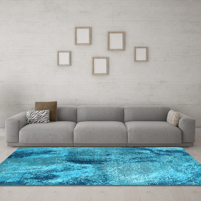 Machine Washable Oriental Light Blue Industrial Rug in a Living Room, wshurb2788lblu