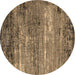 Round Oriental Brown Industrial Rug, urb2789brn