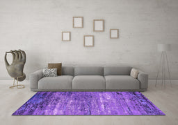 Machine Washable Oriental Purple Industrial Area Rugs in a Living Room, wshurb2789pur