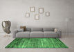Machine Washable Oriental Emerald Green Industrial Area Rugs in a Living Room,, wshurb2789emgrn