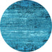 Round Oriental Light Blue Industrial Rug, urb2789lblu