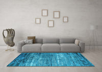 Machine Washable Oriental Light Blue Industrial Rug, wshurb2789lblu