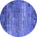 Round Oriental Blue Industrial Rug, urb2789blu