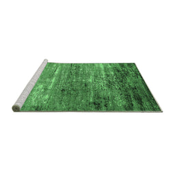 Sideview of Machine Washable Oriental Emerald Green Industrial Area Rugs, wshurb2789emgrn