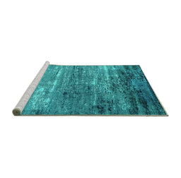 Sideview of Machine Washable Oriental Turquoise Industrial Area Rugs, wshurb2789turq