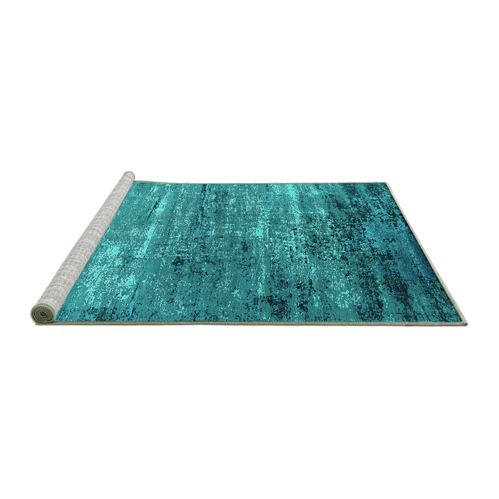 Sideview of Machine Washable Oriental Turquoise Industrial Area Rugs, wshurb2789turq
