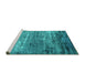 Sideview of Machine Washable Oriental Turquoise Industrial Area Rugs, wshurb2789turq