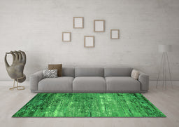 Machine Washable Oriental Green Industrial Area Rugs in a Living Room,, wshurb2789grn