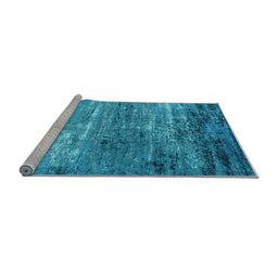 Sideview of Machine Washable Oriental Light Blue Industrial Rug, wshurb2789lblu