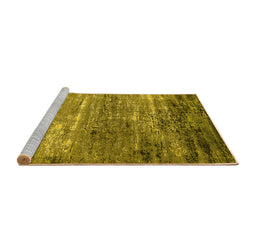 Sideview of Machine Washable Oriental Yellow Industrial Rug, wshurb2789yw