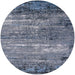 Round Mid-Century Modern Columbia Blue Oriental Rug, urb2789