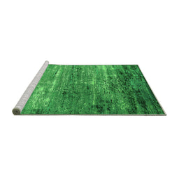 Sideview of Machine Washable Oriental Green Industrial Area Rugs, wshurb2789grn