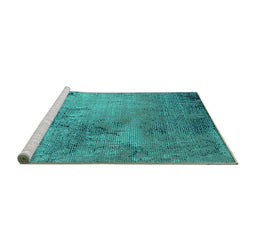 Sideview of Machine Washable Oriental Turquoise Industrial Area Rugs, wshurb2790turq