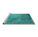 Sideview of Machine Washable Oriental Turquoise Industrial Area Rugs, wshurb2790turq